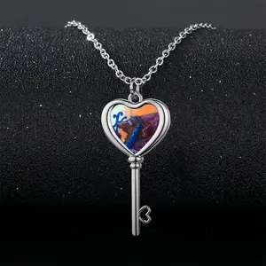 Glowing Orb Wizard Heart Shaped Key Necklace