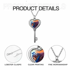 Glowing Orb Wizard Heart Shaped Key Necklace