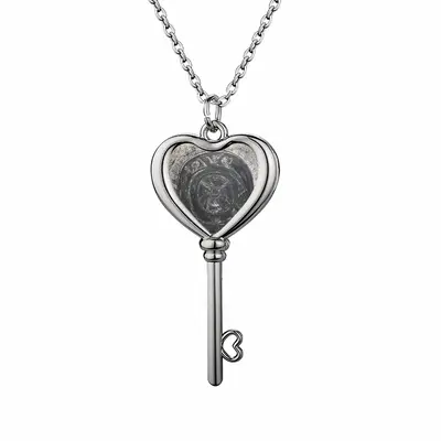 Death Helmet Heart Shaped Key Necklace