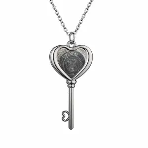 Death Helmet Heart Shaped Key Necklace