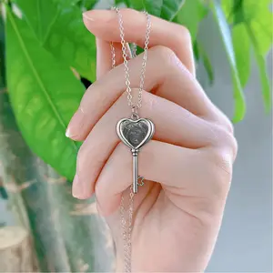 Death Helmet Heart Shaped Key Necklace