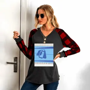 Women Realm Of Silence #4 (2019) V Neck Plaid Long-Sleeved T-Shirt