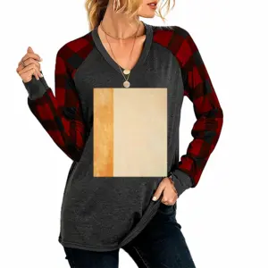 Women Untitled 5 V Neck Plaid Long-Sleeved T-Shirt