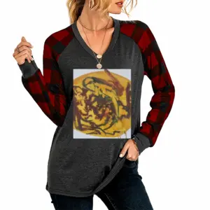 Women Young Woman Shearing A Centaur J V Neck Plaid Long-Sleeved T-Shirt