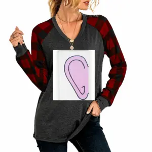 Women At Last A Picture I Can Talk To V Neck Plaid Long-Sleeved T-Shirt