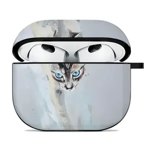 Cat With Fish Airpods 3 Case (Hard Shell, Black)