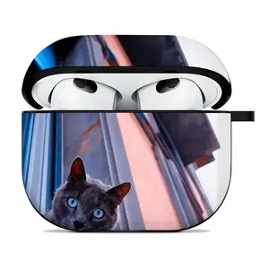 City Cat Airpods 3 Case (Hard Shell, Black)