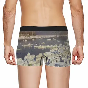 Men Ice Drift On The Oka Underpant