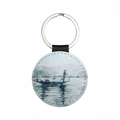 Morning Fish Leather Circular Keychain