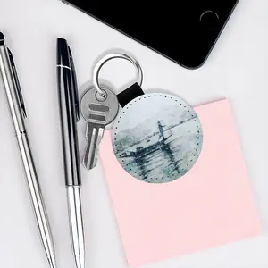 Morning Fish Leather Circular Keychain