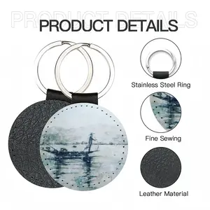 Morning Fish Leather Circular Keychain