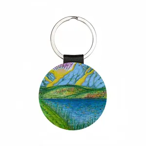 Tims Meadow Leather Circular Keychain