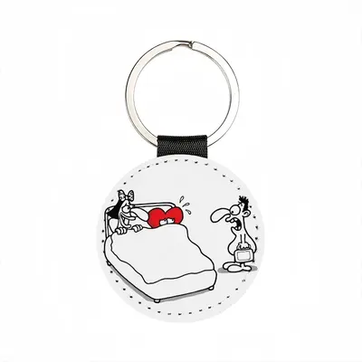 Love Cheating Leather Circular Keychain