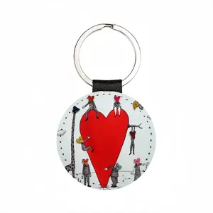 Love Is All Around Leather Circular Keychain