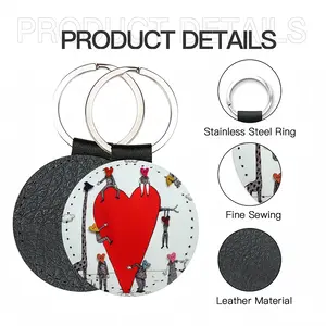 Love Is All Around Leather Circular Keychain