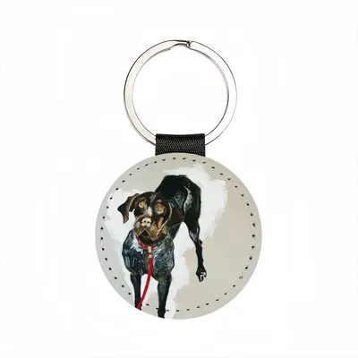 Hunting Dogs Leather Circular Keychain