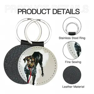 Hunting Dogs Leather Circular Keychain