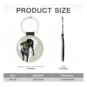 Hunting Dogs Leather Circular Keychain