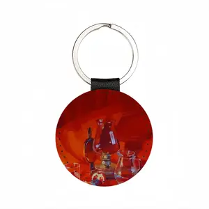 Allegory Of Passion Leather Circular Keychain