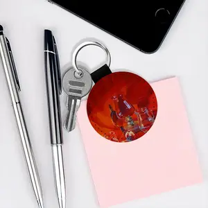 Allegory Of Passion Leather Circular Keychain