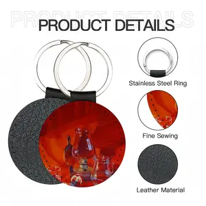 Allegory Of Passion Leather Circular Keychain