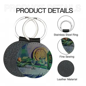 About The Time Leather Circular Keychain