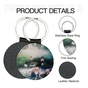 Playing Cards Leather Circular Keychain