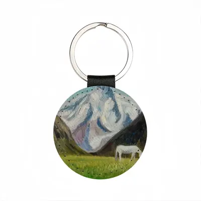 The White Horse Leather Circular Keychain