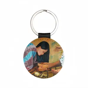 Love &Grace Leather Circular Keychain