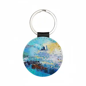 Morning Leather Circular Keychain