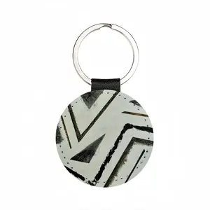 Geometric Ways Leather Circular Keychain