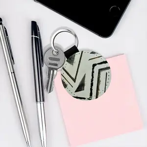 Geometric Ways Leather Circular Keychain