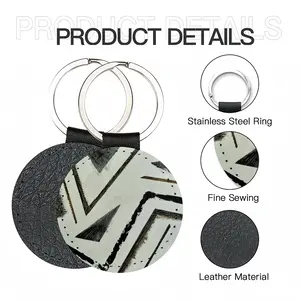 Geometric Ways Leather Circular Keychain