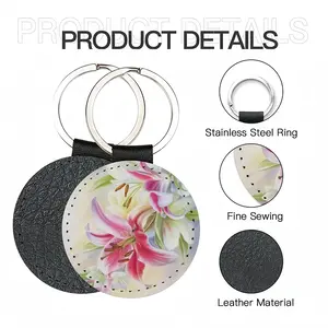 Poetry Of Flowers Leather Circular Keychain