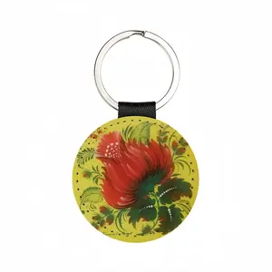 Early Spring Leather Circular Keychain