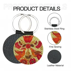 Flower In A Pot Leather Circular Keychain