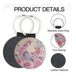 Purple Morning Leather Circular Keychain