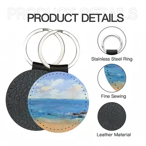 At The Beach Leather Circular Keychain