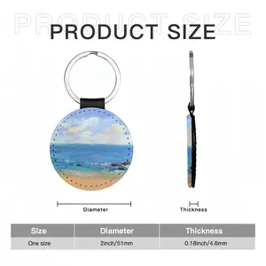 At The Beach Leather Circular Keychain