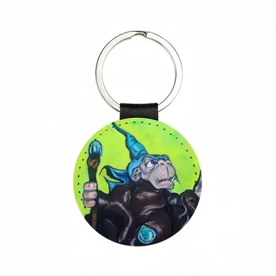 Bubble Wizard Leather Circular Keychain