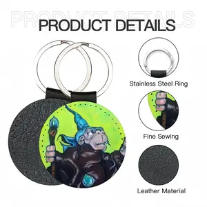 Bubble Wizard Leather Circular Keychain