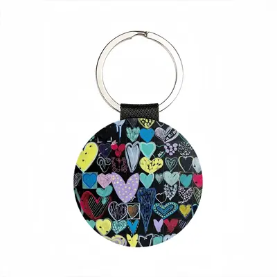 Saint Hearts Leather Circular Keychain