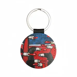 War Leather Circular Keychain