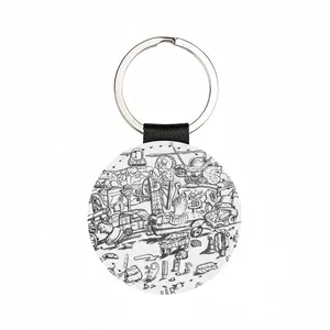 Battleground Leather Circular Keychain