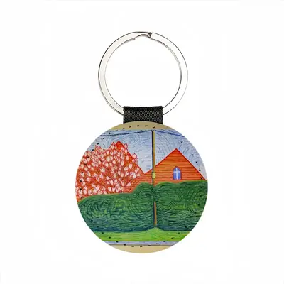 Verdant Curtain Leather Circular Keychain