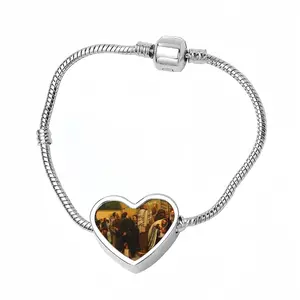 Message On The Stone Heart Shaped Nnake Bone Bracelet