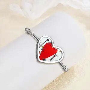 Love Is All Around Heart Shaped Nnake Bone Bracelet