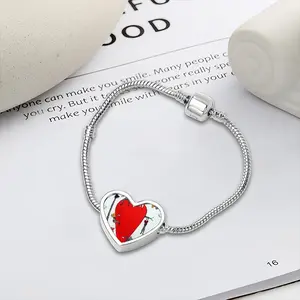 Love Is All Around Heart Shaped Nnake Bone Bracelet