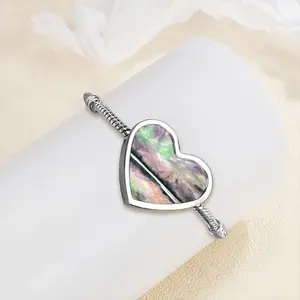 Aurora Borealis Heart Shaped Nnake Bone Bracelet