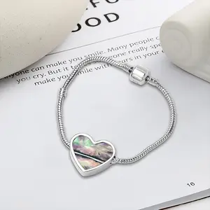 Aurora Borealis Heart Shaped Nnake Bone Bracelet